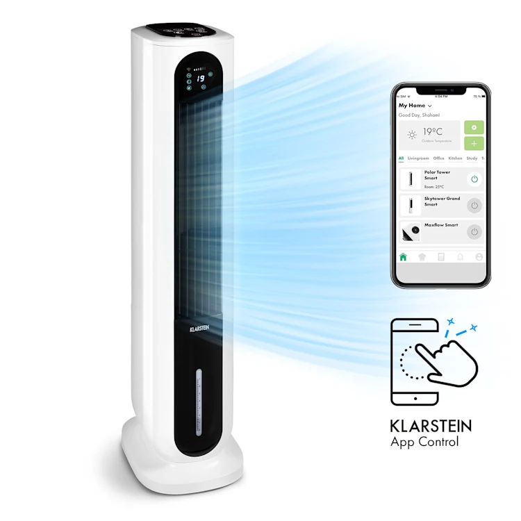 کولر آبی هوشمند ۴ کاره کلارشتاین آلمان klarstein Polar Tower - با عملکرد تهویه، رطوبت‌ سازی